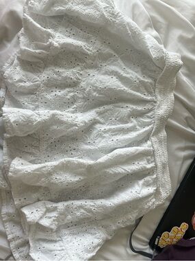 American Eagle Outfitters White Eyelet Smocked Mini Skirt